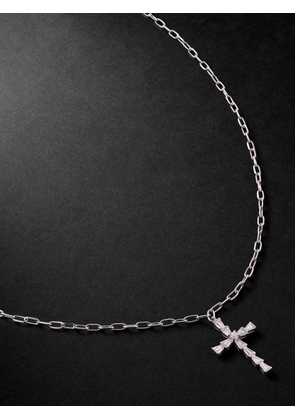 SHAY - Mini 18-Karat White Gold Diamond Cross Necklace - Men - Silver