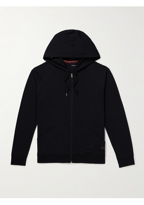 Paul Smith - Grosgrain-Trimmed Cotton-Jersey Zip-Up Hoodie - Men - Black - S