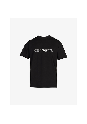 Mens Carhartt WIP Script Logo-Print Cotton-Jersey T-Shirt
