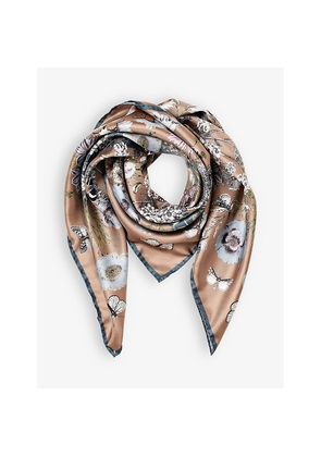 Womens Aspinal Of London Floral-Print Silk Scarf