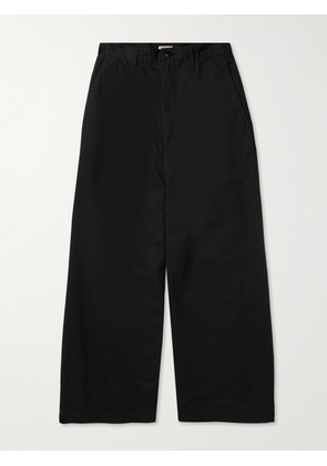 KAPITAL - Nime Wide-Leg Pleated Cotton-Twill Chinos - Men - Black - 2