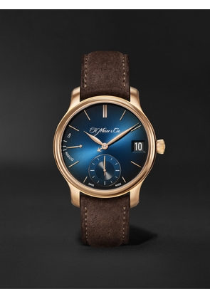 H. Moser & Cie. - Endeavour Perpetual Calendar Hand-Wound 40.8mm 18-Karat Rose Gold and Leather Watch, Ref. No. 1341-0110 - Men - Blue