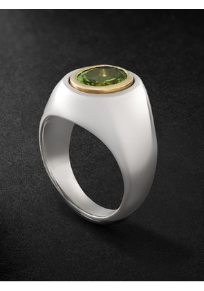 MAOR - Solitaire Sterling Silver, 18-Karat Gold and Tourmaline Ring - Men - Green - 9