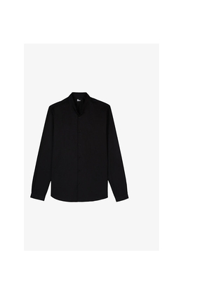 Mens The Kooples Stand-Collar Regular-Fit Cotton-Twill Shirt