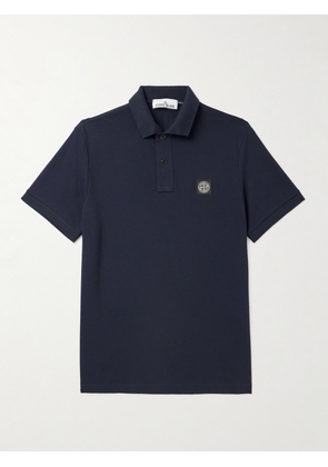 Stone Island - Logo-Appliquéd Cotton-Blend Piqué Polo Shirt - Men - Blue - S