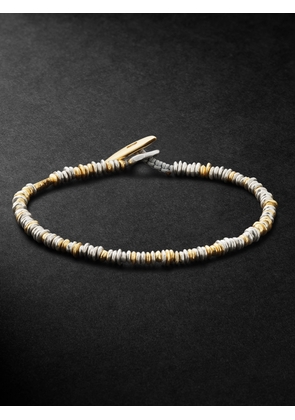 MAOR - Pilla 18-Karat Gold, Sterling Silver Beaded and Cord Beaded Bracelet - Men - Gold - S