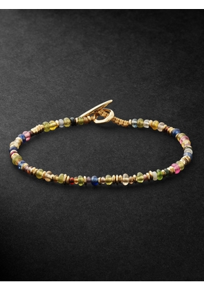 MAOR - Pilla 18-Karat Gold, Sapphire and Cord Beaded Bracelet - Men - Gold - M