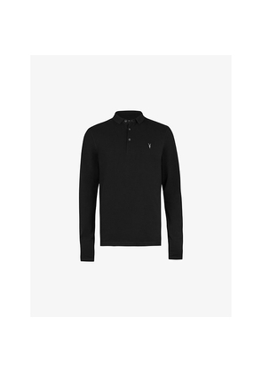 Mens Allsaints Reform Logo-Embroidered Long-Sleeve Cotton Polo