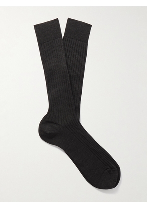 Mr P. - Ribbed Merino Wool-Blend Socks - Men - Gray