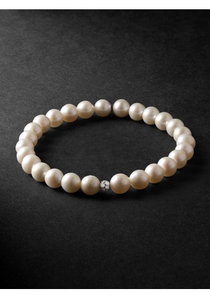 Sydney Evan - Rhodium-Plated, Pearl and Diamond Bracelet - Men - White