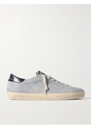 Golden Goose - Super-Star Distressed Patent Leather-Trimmed Suede Sneakers - Men - Gray - EU 39