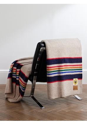Pendleton - Yellowstone Appliquéd Striped Virgin Wool Blanket - Men - Neutrals