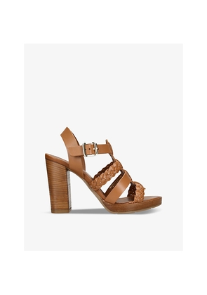 Womens Carvela Comfort Krill Woven-Strap Heeled Leather Sandals