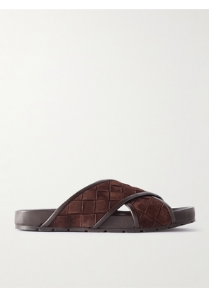 Bottega Veneta - Tarik Intrecciato Suede Sandals - Men - Brown - EU 41