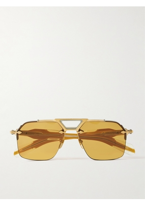 Jacques Marie Mage - Silverton Aviator-Style Silver- and Gold-Tone and Acetate Sunglasses - Men - Yellow