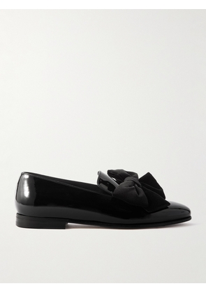 Manolo Blahnik - Janser Velvet-Trimmed Patent-Leather Loafers - Men - Black - UK 7