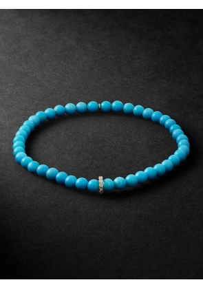 Sydney Evan - 14-Karat Gold, Diamond and Turquoise Beaded Bracelet - Men - Blue