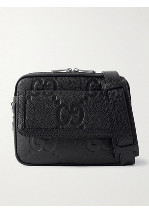 Gucci - Jumbo GG Logo-Debossed Full-Grain Leather Messenger Bag - Men - Black