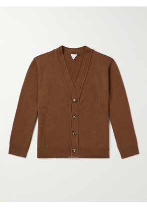 Bottega Veneta - Intrecciato Leather-Trimmed Cashmere-Blend Cardigan - Men - Brown - M