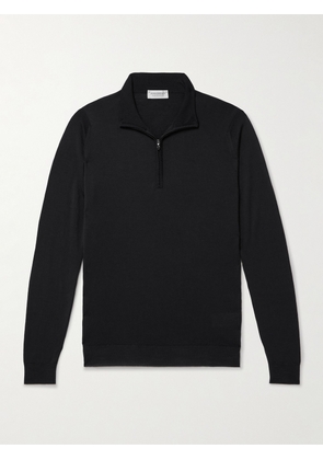 John Smedley - Slim-Fit Merino Wool Half-Zip Sweater - Men - Black - S