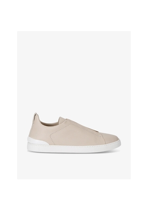 Mens Zegna X3 Stitch Secondskin Cashmere Leather Low-Top Trainers