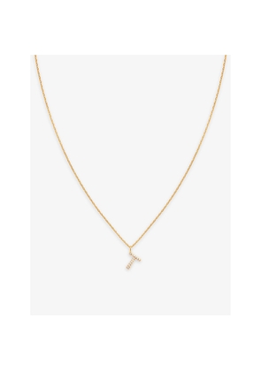 Womens Astrid & Miyu Initial P 18ct Yellow Gold-Plated Sterling-Silver and Cubic Zirconia Pendant Necklace