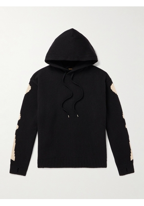 KAPITAL - 5G Intarsia Wool Hoodie - Men - Black - 1