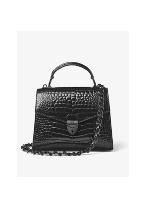 Womens Aspinal Of London Mayfair 2 Midi Croc-Effect Leather Top-Handle Bag