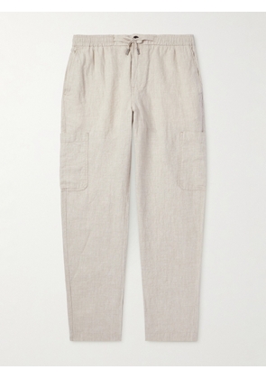 Mr P. - Tapered Linen Drawstring Cargo Trousers - Men - Neutrals - 28