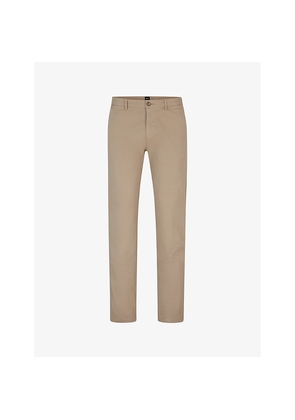 Mens Boss Slim-Fit Straight-Leg Stretch-Cotton Chinos