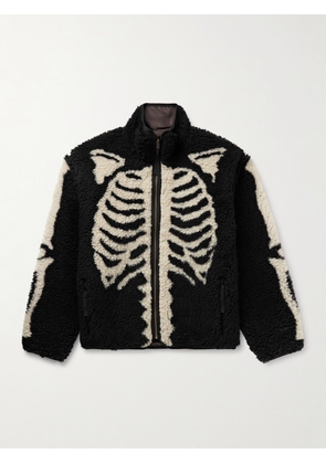 KAPITAL - Bone Boa Reversible Printed Fleece and Nylon Jacket - Men - Black - 3