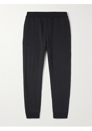 Zegna - Tapered Logo-Embroidered Cotton-Blend Jersey Sweatpants - Men - Black - S