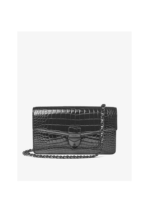 Womens Aspinal Of London Mayfair 2 Croc-Effect Leather Clutch Bag