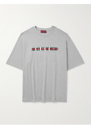 Gucci - Oversized Logo-Print Cotton-Jersey T-Shirt - Men - Gray - XS