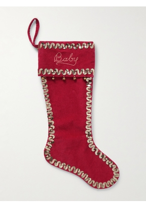 BODE - Embellished Cotton-Corduroy Stocking - Men - Red