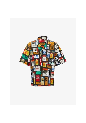 Mens Hugo Logo-Print Short-Sleeve Cotton Shirt