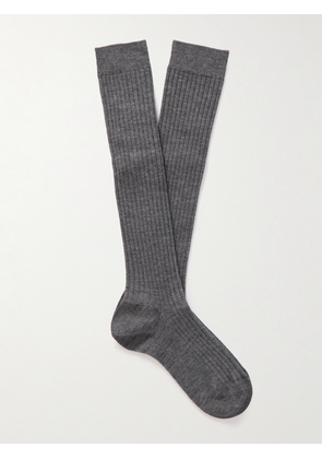 Loro Piana - Ribbed-Knit Socks - Men - Gray - M