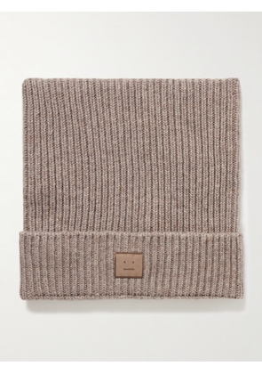 Acne Studios - Kua Logo-Appliquéd Ribbed Wool and Yak-Blend Beanie - Men - Brown