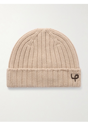 Loro Piana - Logo-Embroidered Ribbed Cashmere Beanie - Men - Neutrals