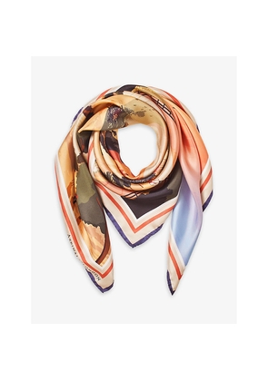 Womens Aspinal Of London Graphic-Print Branded Silk Scarf