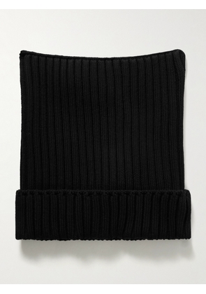 Acne Studios - Koton Logo-Appliquéd Ribbed Cotton-Blend Beanie - Men - Black