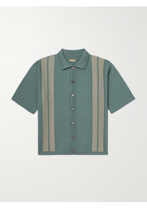 KAPITAL - Tennessee Embroidered Cotton-Blend Jersey Polo Shirt - Men - Blue - 3