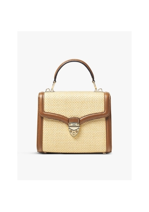 Womens Aspinal Of London Mayfair Midi Contrast-Weave Leather Shoulder Bag