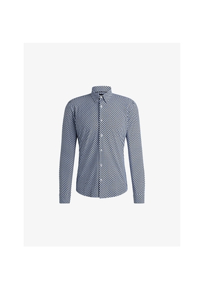 Mens Boss Slim-Fit Micro Square-Print Stretch-Woven Shirt