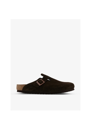 Mens Birkenstock Boston Logo-Embossed Suede-Leather Clogs