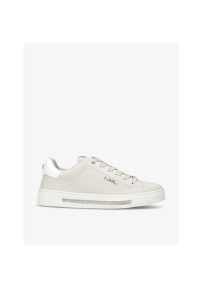 Womens Carvela Diamond Logo-Embellished Faux-Leather Low-Top Trainers