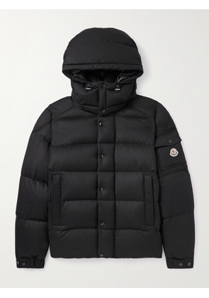 Moncler - Logo-Appliquéd Quilted Wool-Flannel Hooded Down Jacket - Men - Black - 1
