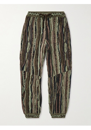 KAPITAL - Gaudy Tapered Intarsia Bouclé Sweatpants - Men - Green - 3