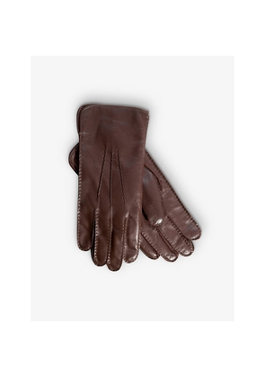 Mens Aspinal Of London Stitch-Embellished Cashmere and Leather Gloves