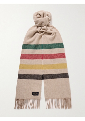 Pendleton - Glacier Fringed Striped Wool Scarf - Men - Neutrals